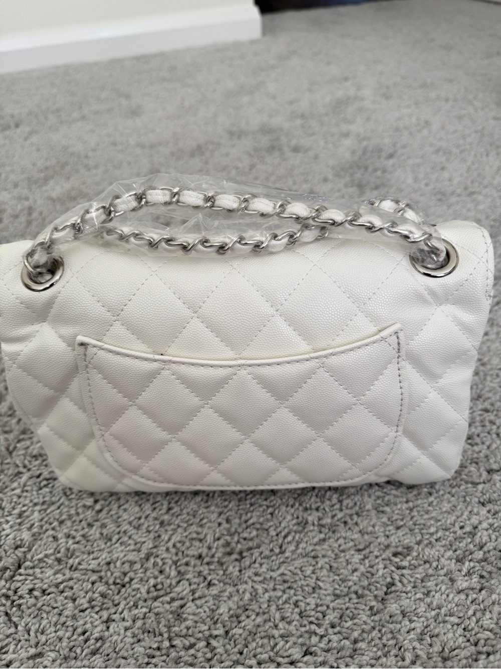 INSPIRED… Quilted Flap Bag in White with Silver Hardware